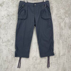 Title Nine Capri Cropped Nylon Hiking Pants Cinch Leg Mid Rise Gray